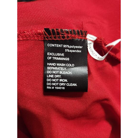 Calessa L Blouse Swirl‎ Print L Pink & Red Tiered Ruffle Sleeve Tunic Flame Fire - Picture 10 of 11